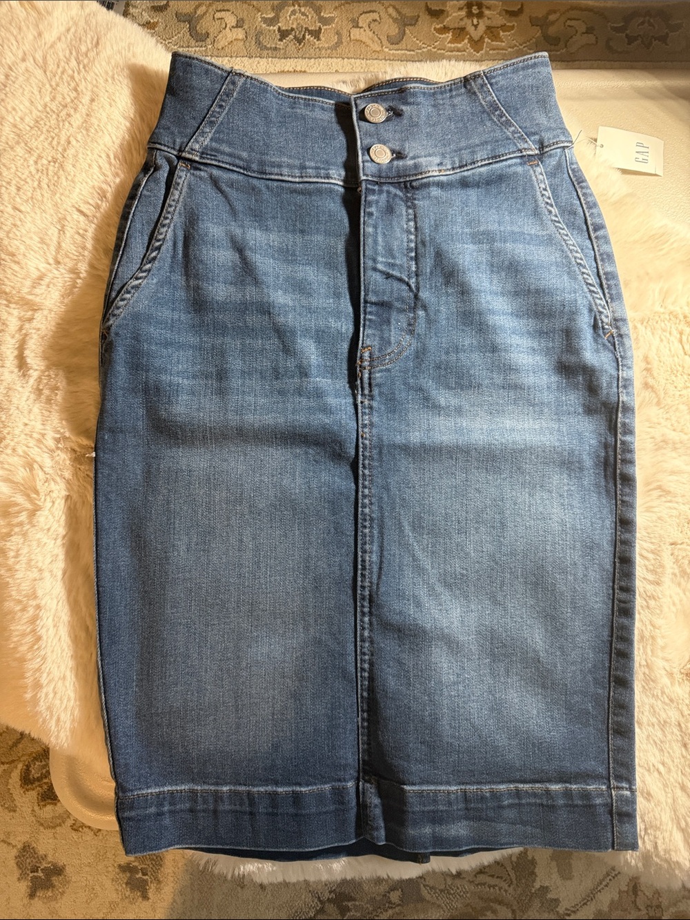 GAP Blue Denim Midi Skirt